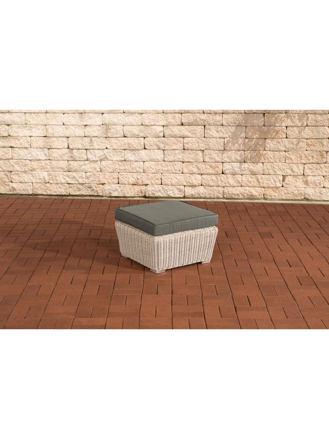 Fodskammel Mandal Iron Grey, perlemor hvid