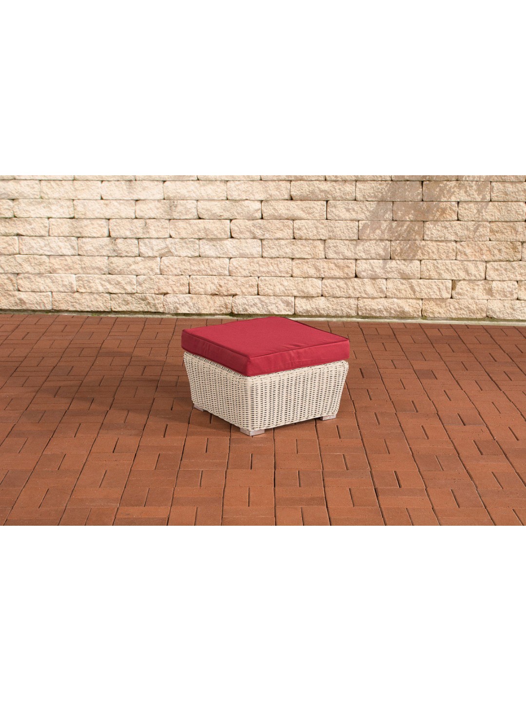 Fodskammel Mandal Ruby Red, perlemor hvid