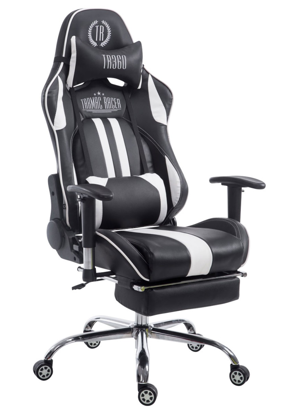Racing kontorstol Limit med fodstøtte, sort/hvid