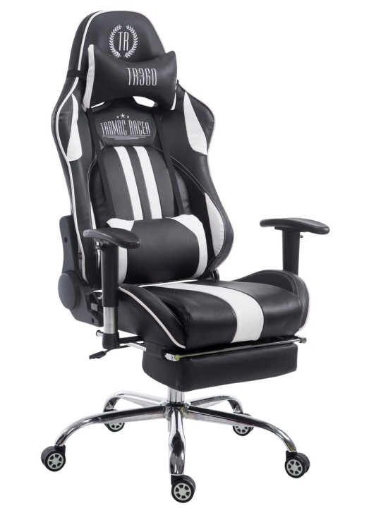 Racing kontorstol Limit med fodstøtte, sort/hvid