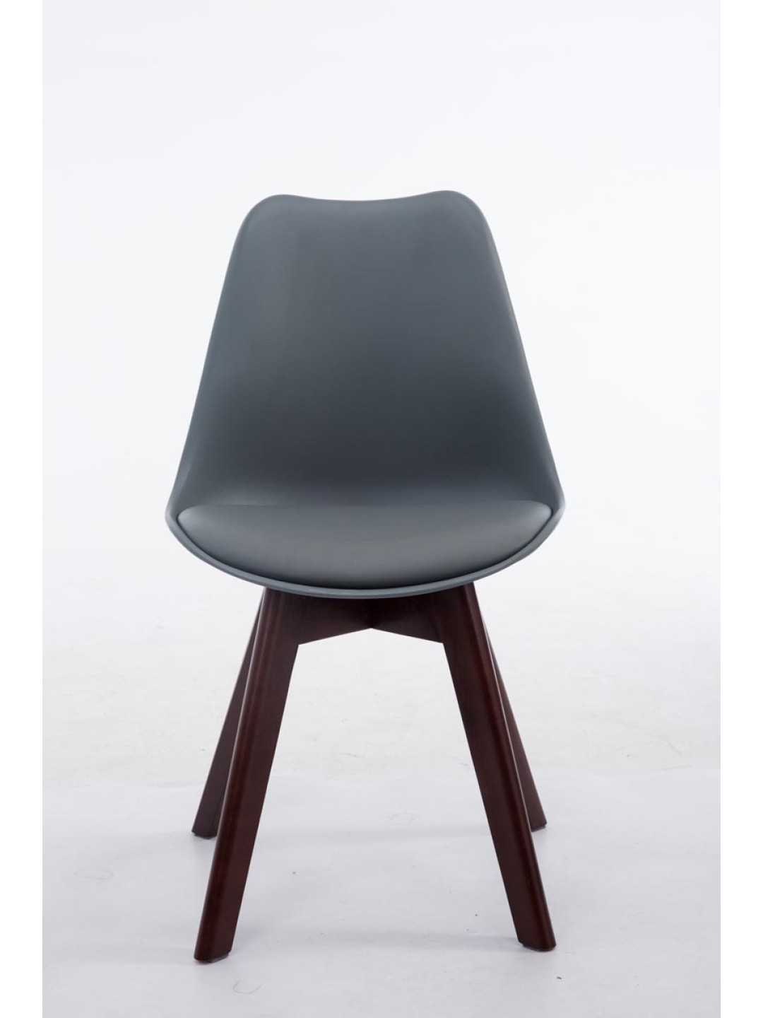 Besøgsstol Borneo V2 valnød imiteret læder, grå