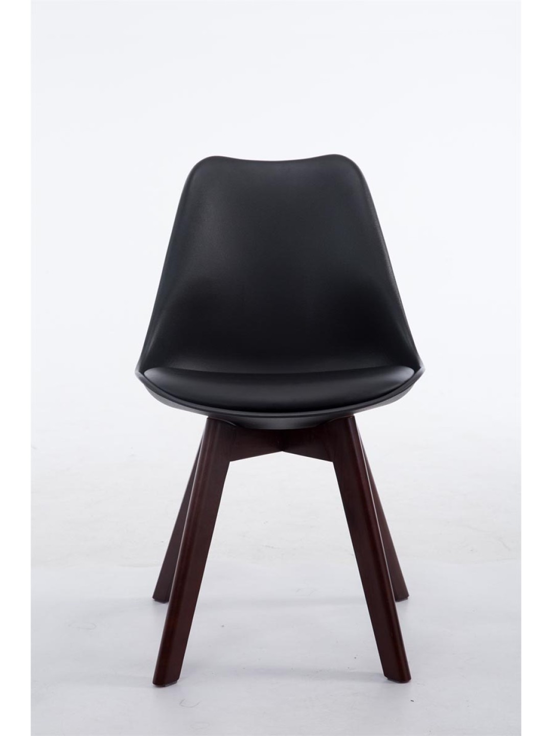 Besøgsstol Borneo V2 valnød imiteret læder, sort