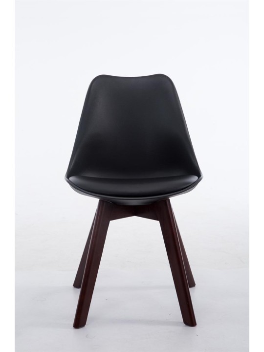 Besøgsstol Borneo V2 valnød imiteret læder, sort