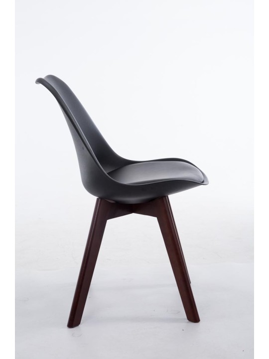 Besøgsstol Borneo V2 valnød imiteret læder, sort