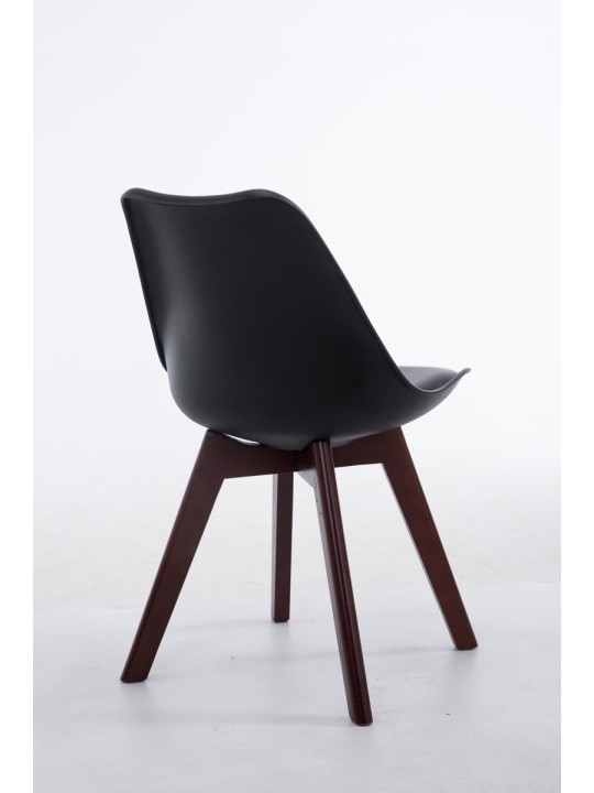 Besøgsstol Borneo V2 valnød imiteret læder, sort