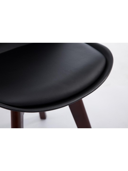 Besøgsstol Borneo V2 valnød imiteret læder, sort