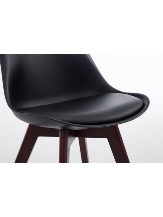 Besøgsstol Borneo V2 valnød imiteret læder, sort