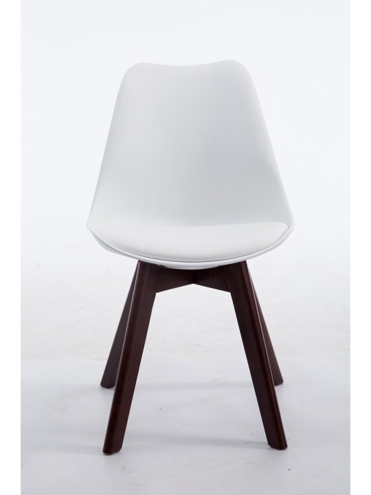 Besøgsstol Borneo V2 valnød imiteret læder, hvid