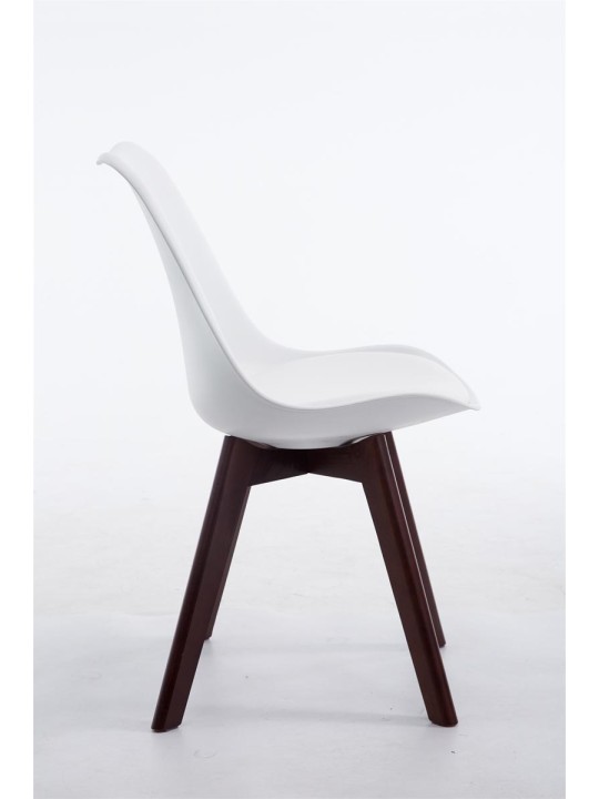 Besøgsstol Borneo V2 valnød imiteret læder, hvid