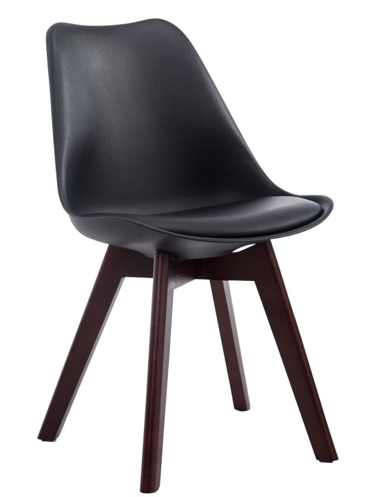 Besøgsstol Borneo V2 valnød imiteret læder, sort