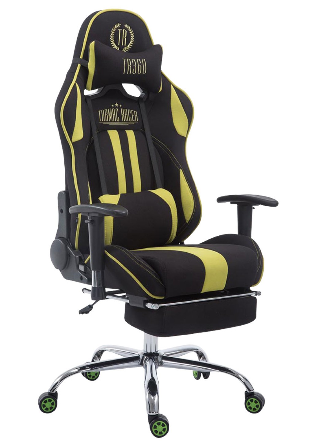 Racing kontorstol Limit V2 stof med fodstøtte, sort/grøn