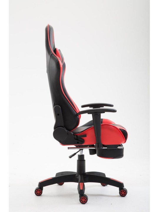 Kontorstol Boavista imiteret læder med fodstøtte, sort/rød