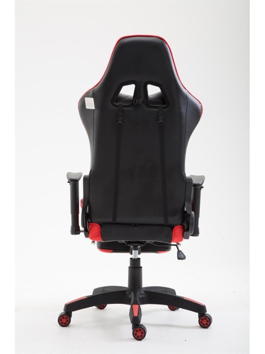 Kontorstol Boavista imiteret læder med fodstøtte, sort/rød