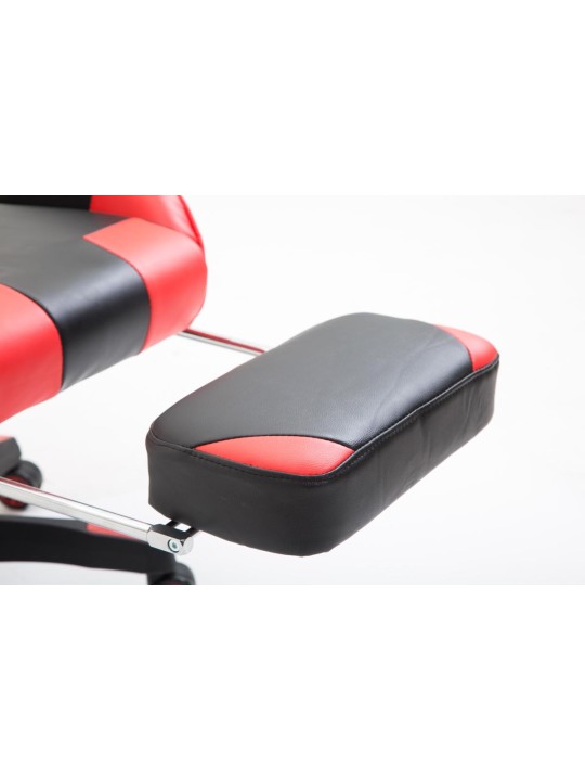 Kontorstol Boavista imiteret læder med fodstøtte, sort/rød