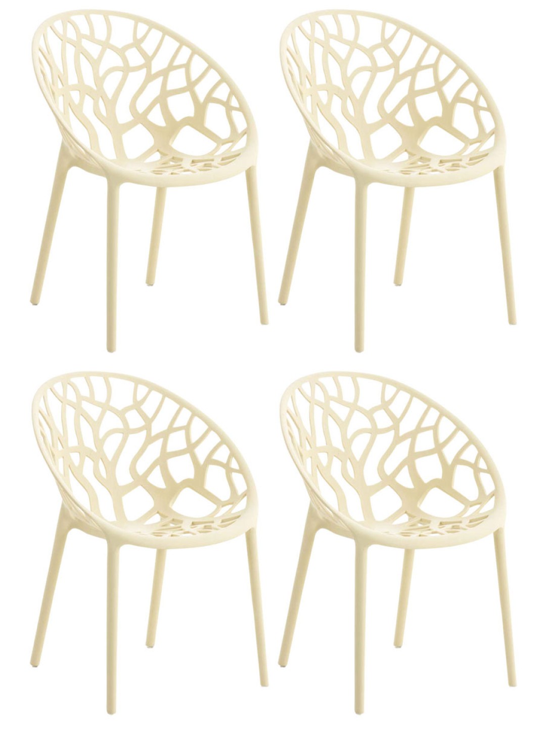 Sæt med 4 stole Hope, creme