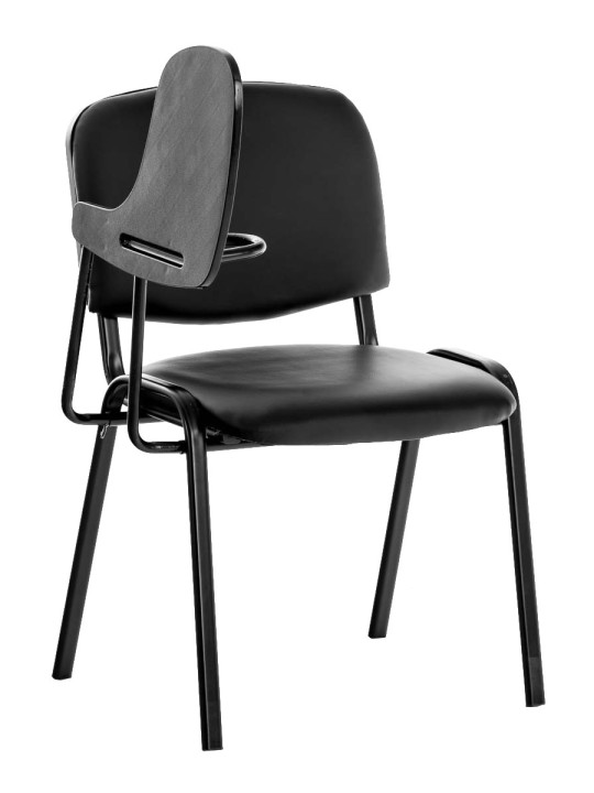 Ken stol med klapbord imiteret læder, sort