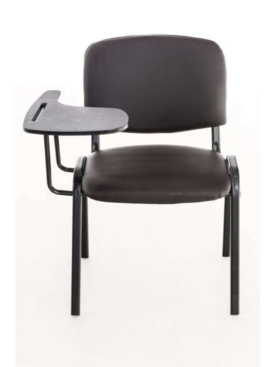 Ken stol med klapbord imiteret læder, brun