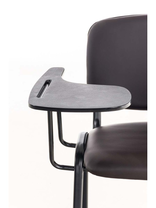 Ken stol med klapbord imiteret læder, brun