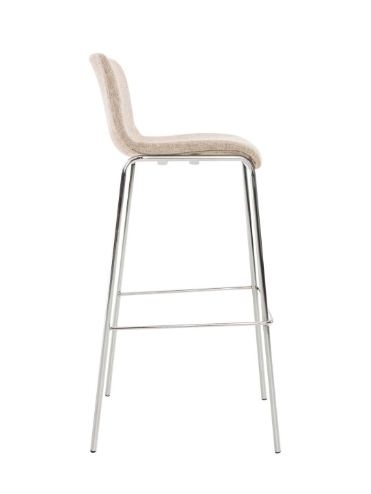Barstol Hoover stof 4 fods stel krom, creme Barstol Hoover stof 4 fods stel krom, creme