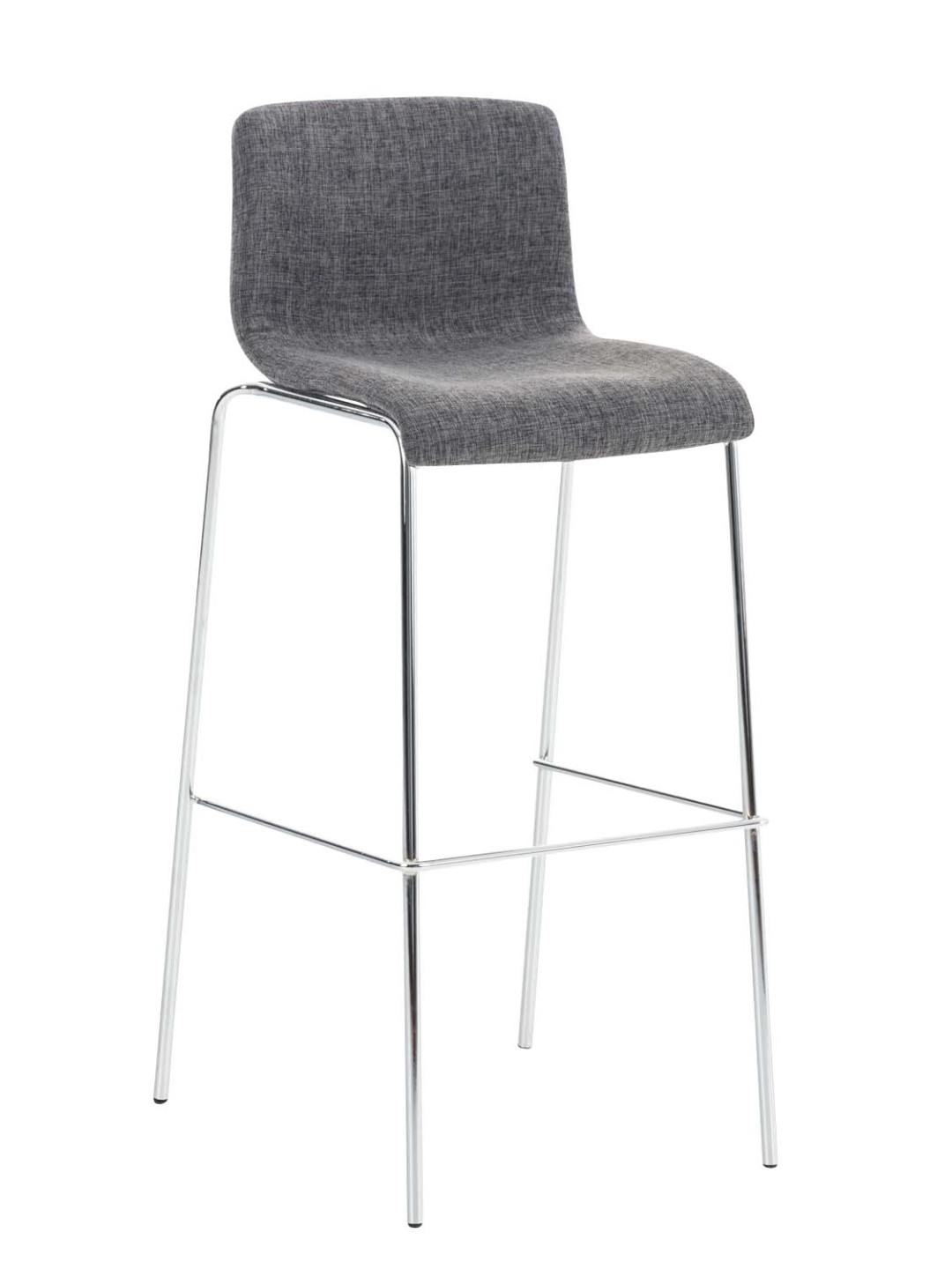Barstol Hoover stof 4 fods stel krom, lysegrå