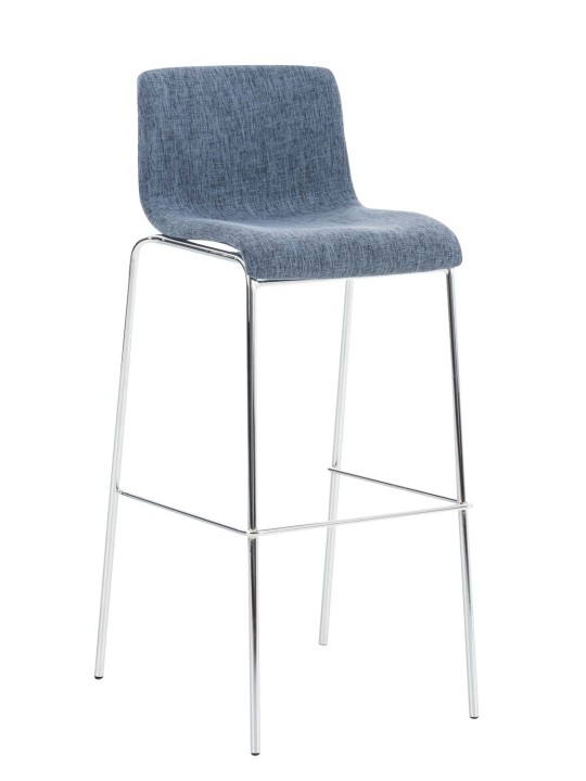 Sæt med 2 barstole Hoover stof 4 fods stel krom, blå