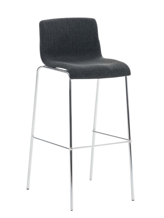 Sæt med 2 barstole Hoover stof 4 fods stel krom, mørkegrå