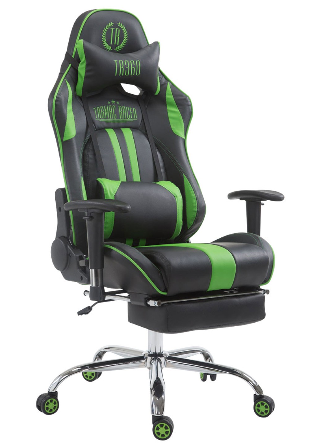 Racing kontorstol Limit V2 kunstlæder med fodstøtte, sort/grøn