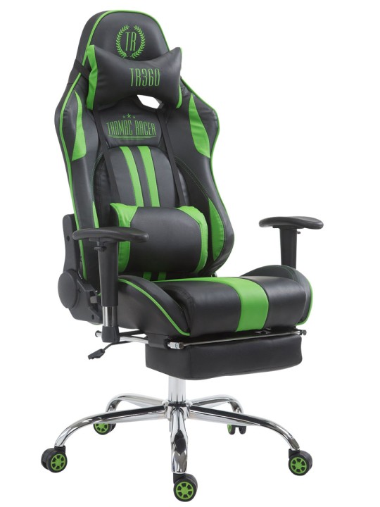 Racing kontorstol Limit V2 kunstlæder med fodstøtte, sort/grøn