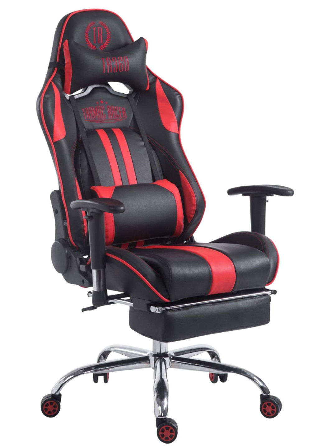 Racing kontorstol Limit V2 kunstlæder med fodstøtte, sort/rød