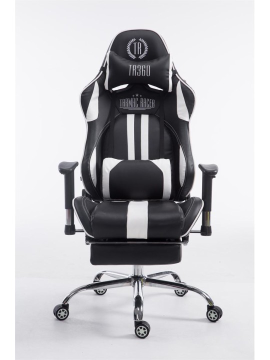 Racing kontorstol Limit V2 kunstlæder med fodstøtte, sort/hvid