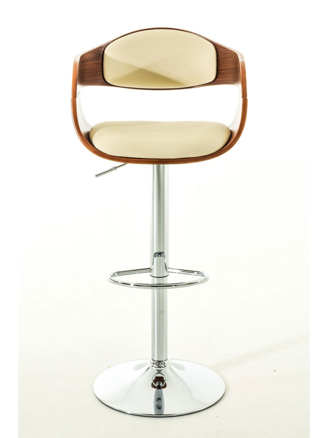 Sæt med 2 barstole Kingston C imiteret læder, valnød/creme