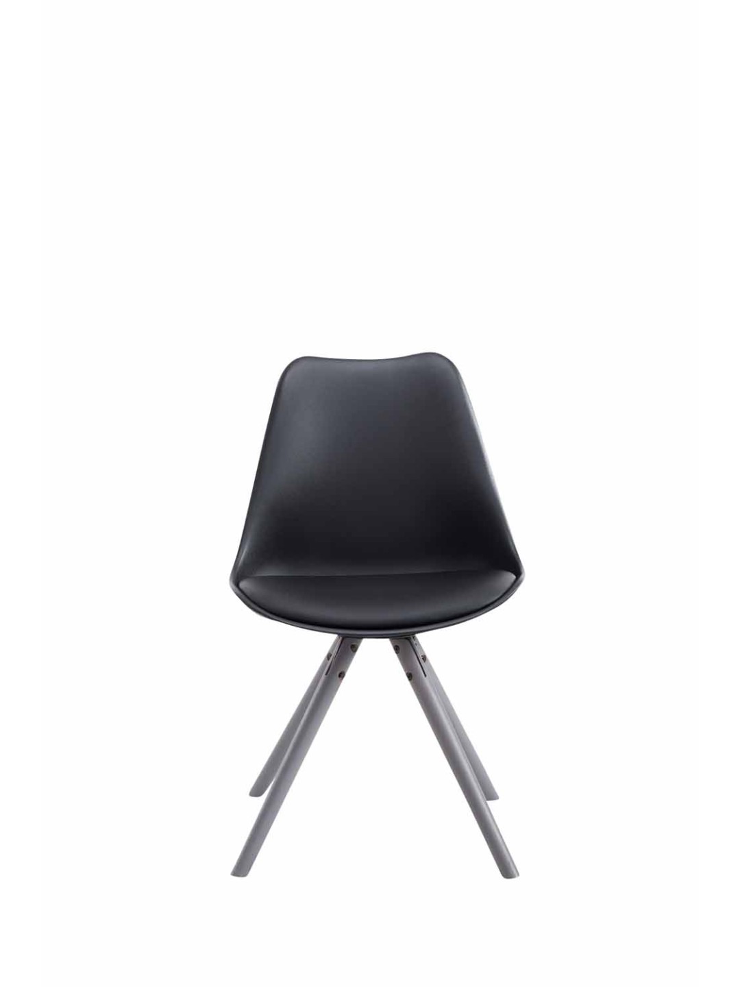 Besøgsstol Toulouse imiteret læder rund grå, sort