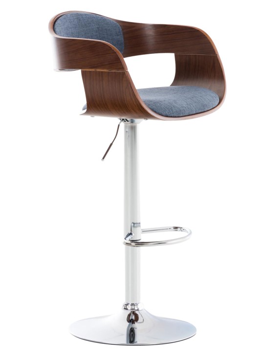 Barstol Kingston C stof, valnød/blå