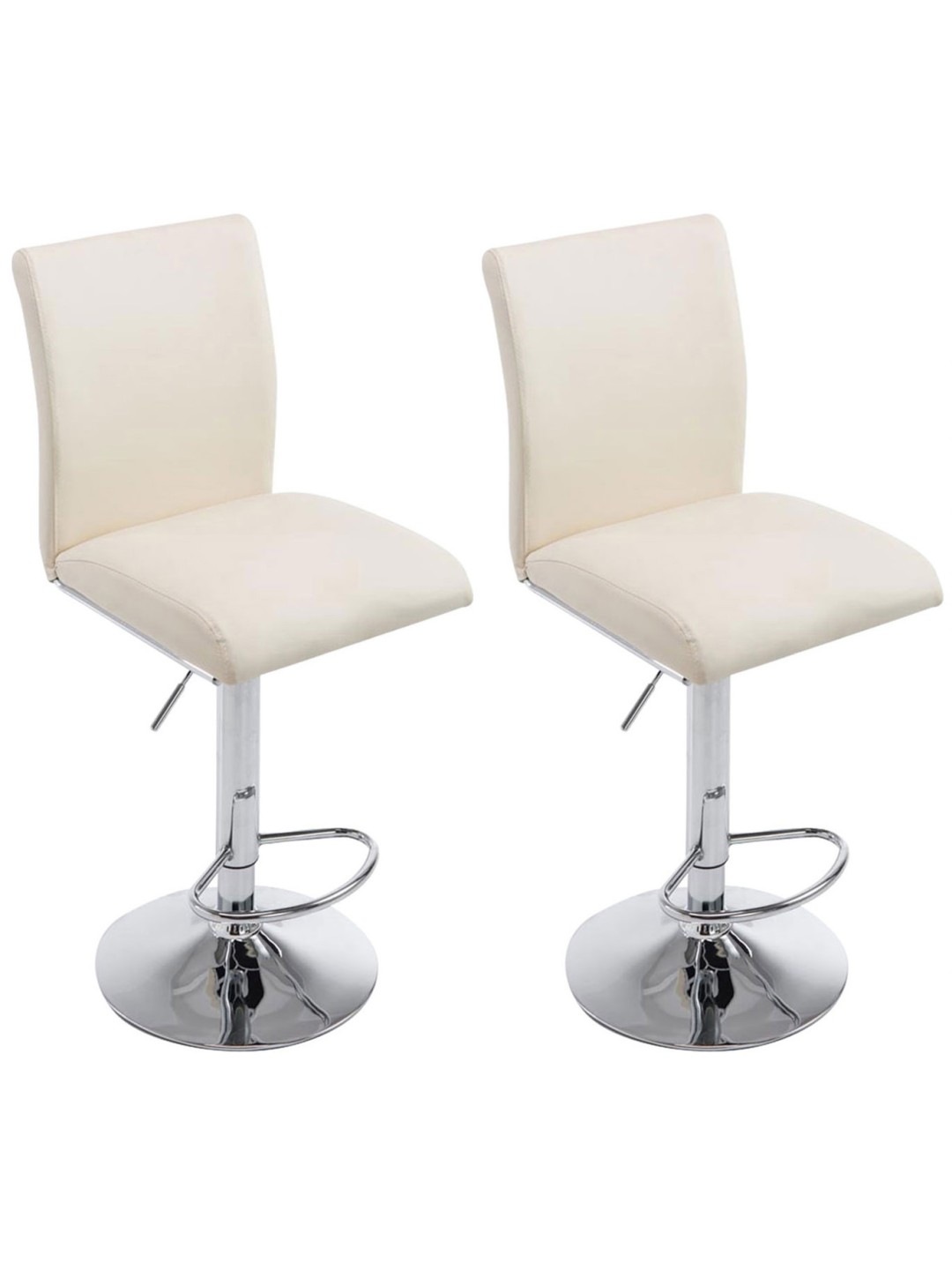Sæt med 2 barstole Köln imiteret læder krom, creme