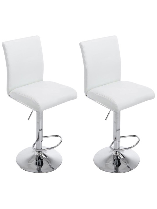Sæt med 2 barstole Köln imiteret læder krom, hvid
