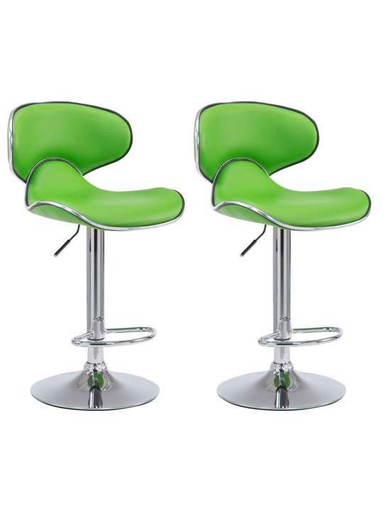 Sæt med 2 barstole Las Vegas V2 imiteret læder krom, grøn Sæt med 2 barstole Las Vegas V2 imiteret læder krom, grøn