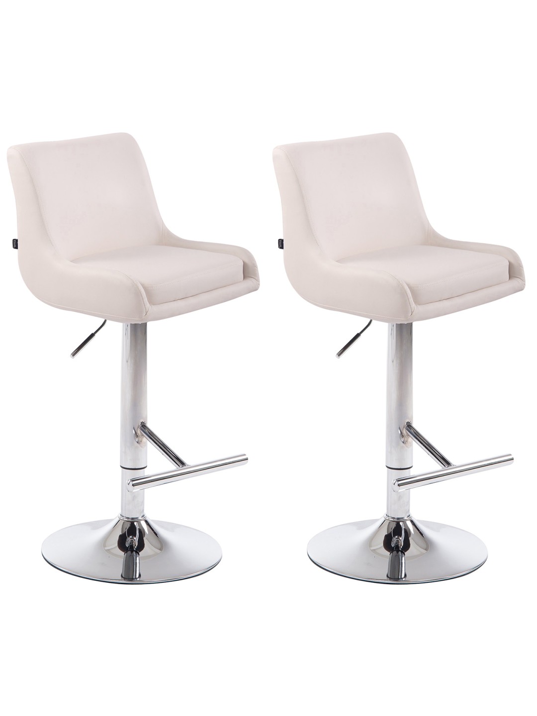 Sæt med 2 barstole Club kunstlæder krom, hvid