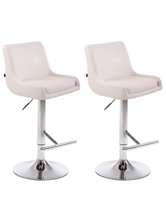 Sæt med 2 barstole Club kunstlæder krom, hvid