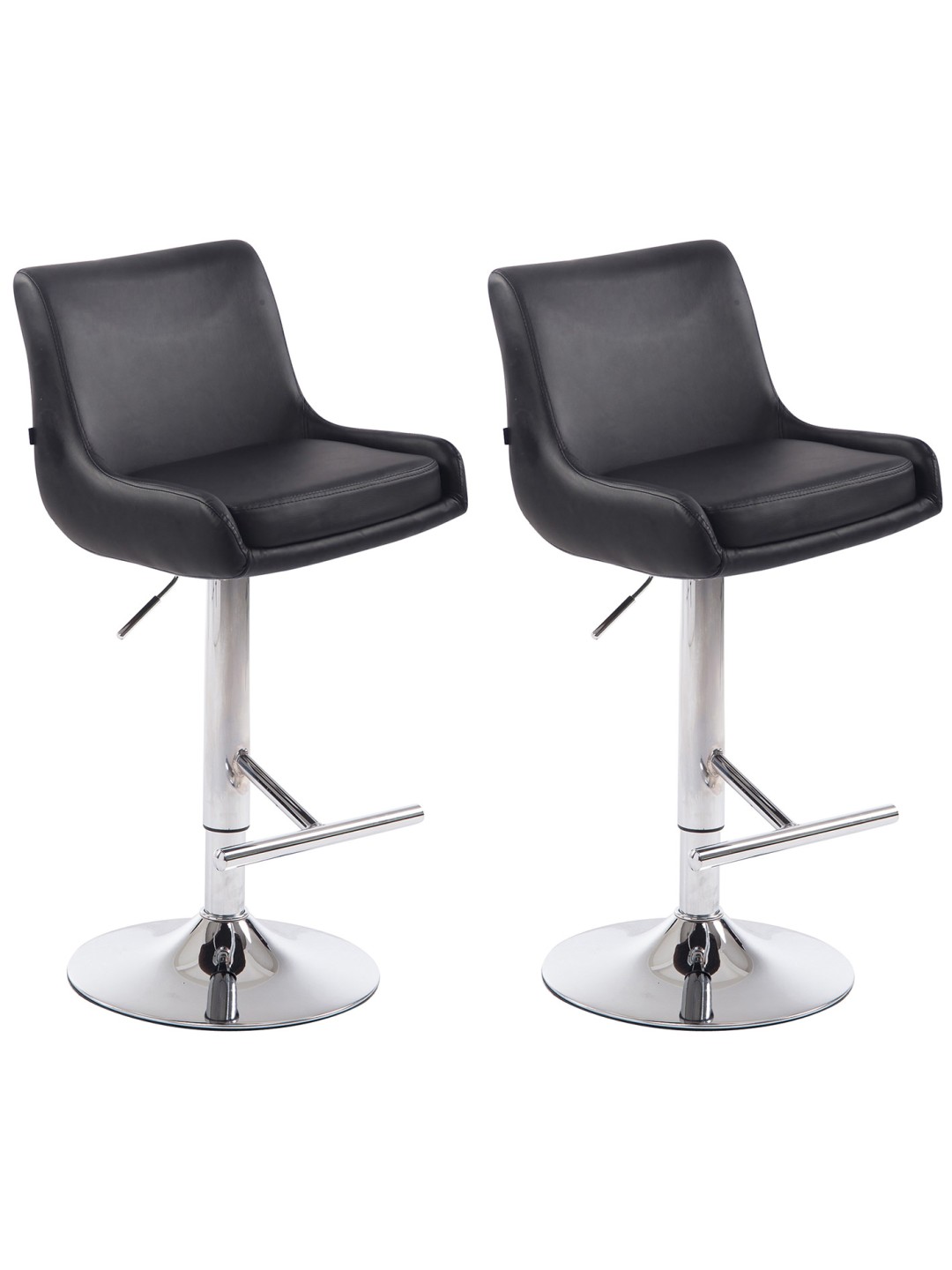 Sæt med 2 barstole Club kunstlæder krom, sort