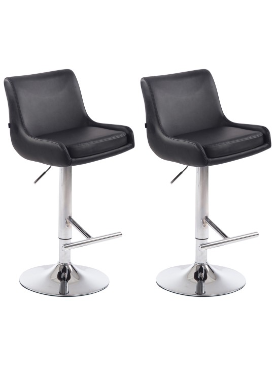 Sæt med 2 barstole Club kunstlæder krom, sort