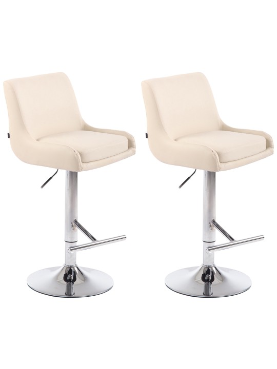 Sæt med 2 barstole Club kunstlæder krom, creme