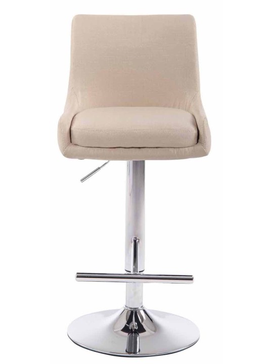 Sæt med 2 barstole Club stof krom, creme