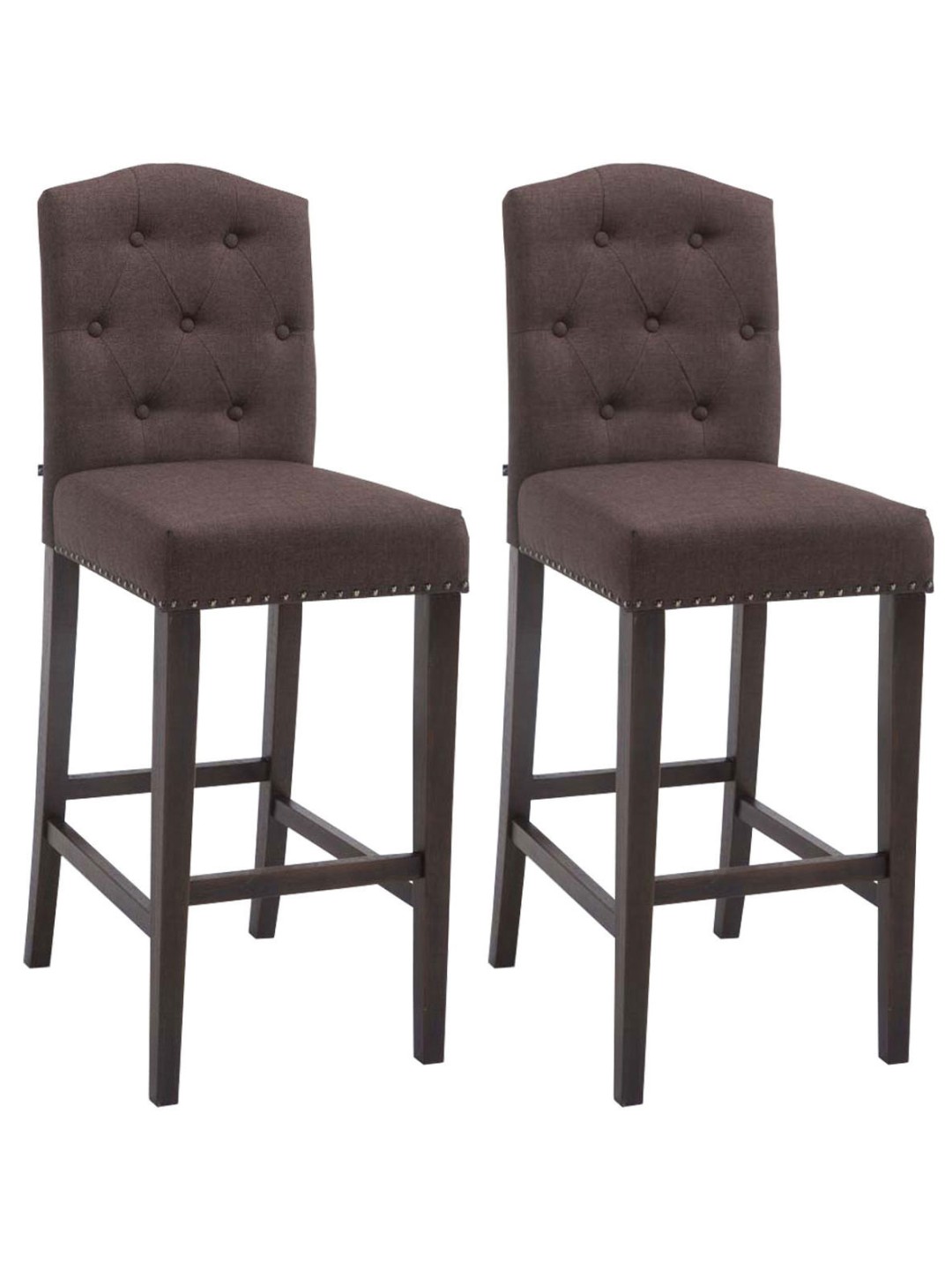 Sæt med 2 barstole Louise stof antik, brun