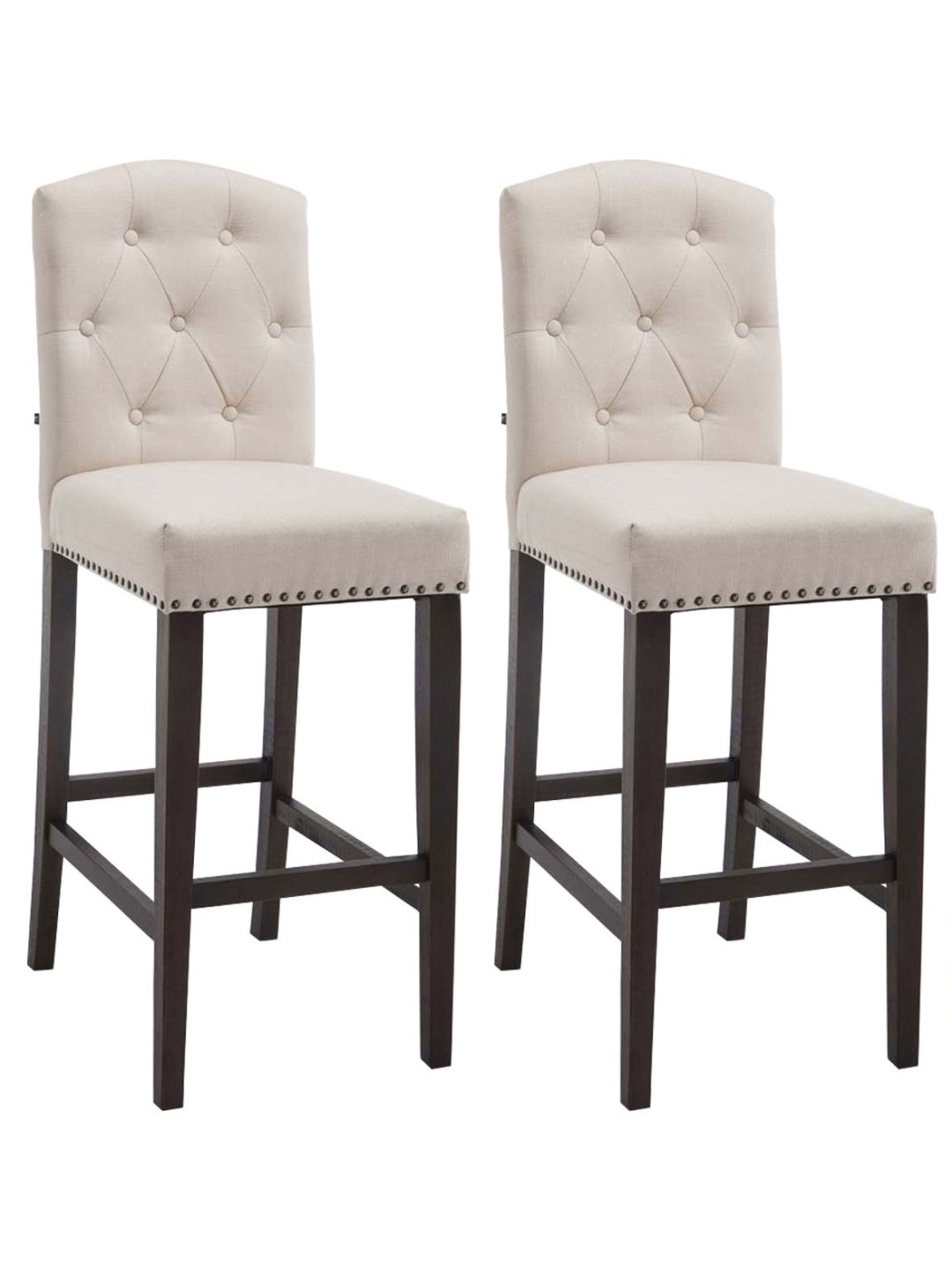 Sæt med 2 barstole Louise stof antik, creme