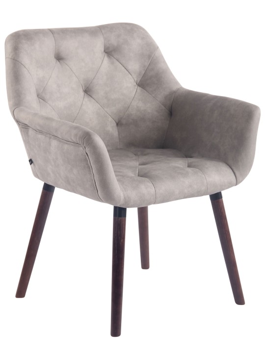 Spisestuestol Cassidy vintage imiteret læder valnød, grå