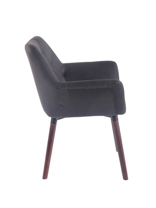 Spisestuestol Cassidy vintage imiteret læder valnød, sort