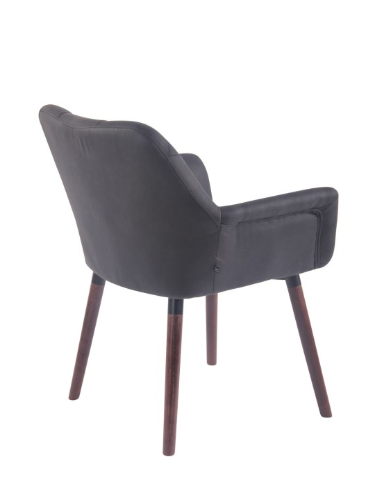 Spisestuestol Cassidy vintage imiteret læder valnød, sort