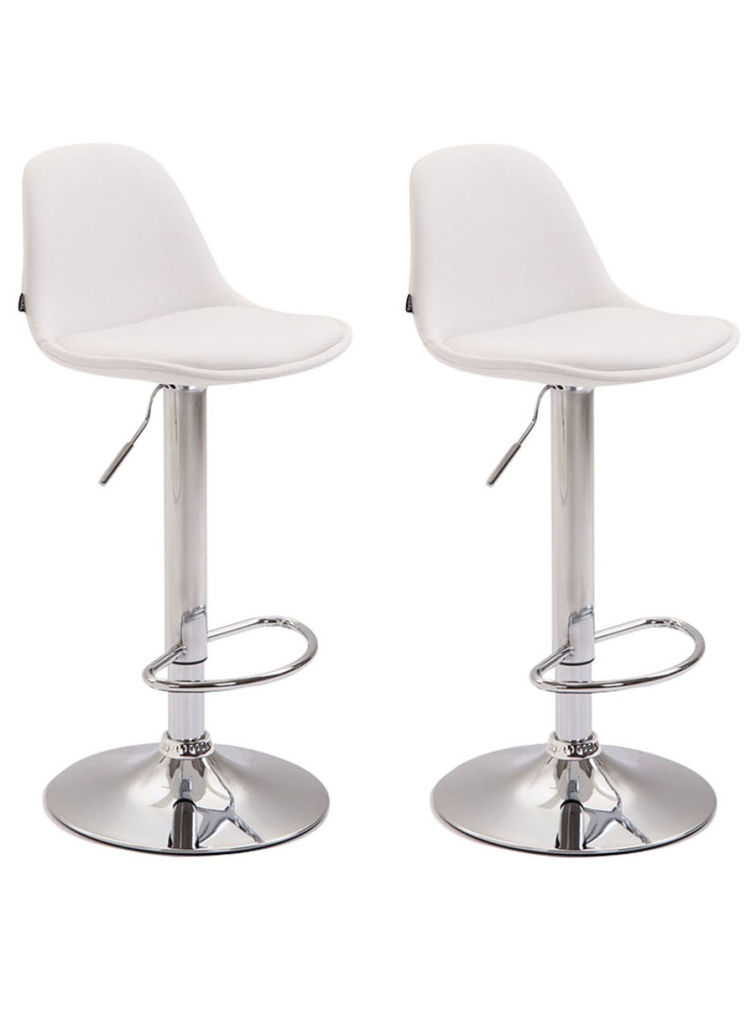 Sæt med 2 barstole Kiel fuldpolstret kunstlæder krom, hvid