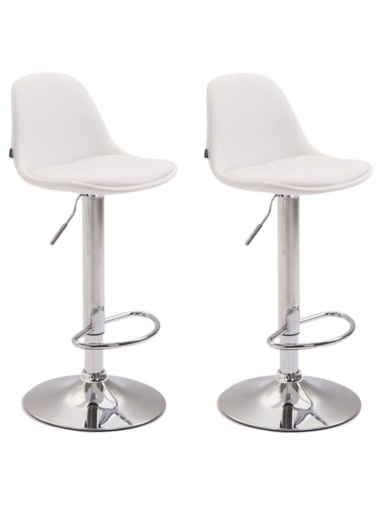 Sæt med 2 barstole Kiel fuldpolstret kunstlæder krom, hvid