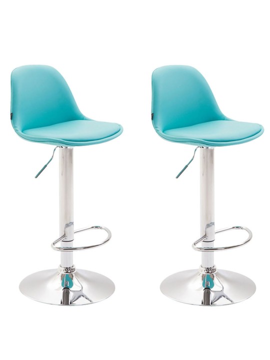 Sæt med 2 barstole Kiel fuldpolstret kunstlæder krom, blå